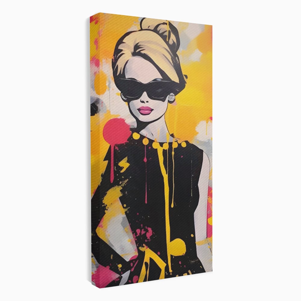 Tablou canvas cu tablou canvas cu femeie in stil pop art, fara rama, pe sasiu de lemn